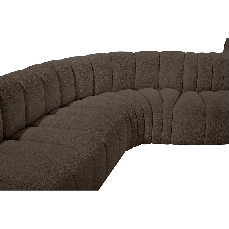 Bowery Hill Contemporary Brown Boucle Fabric Modular Sectional