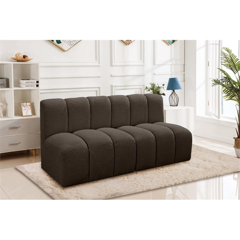 Bowery Hill Contemporary Brown Boucle Fabric Modular Sectional