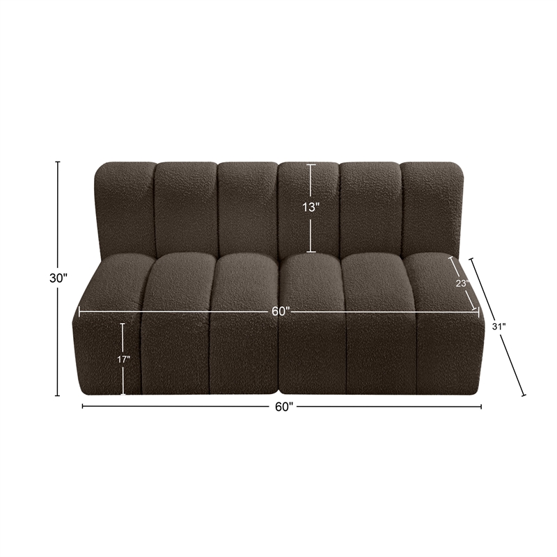 Bowery Hill Contemporary Brown Boucle Fabric Modular Sectional