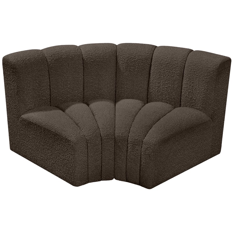Bowery Hill Contemporary Brown Boucle Fabric Modular Sectional