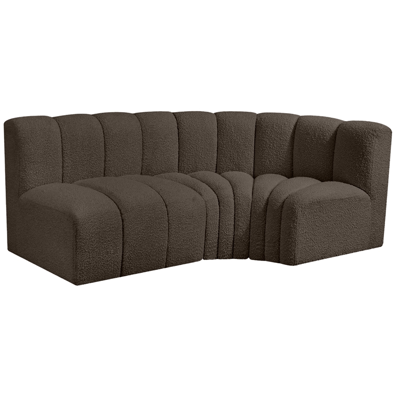 Bowery Hill Contemporary Brown Boucle Fabric Modular Sectional