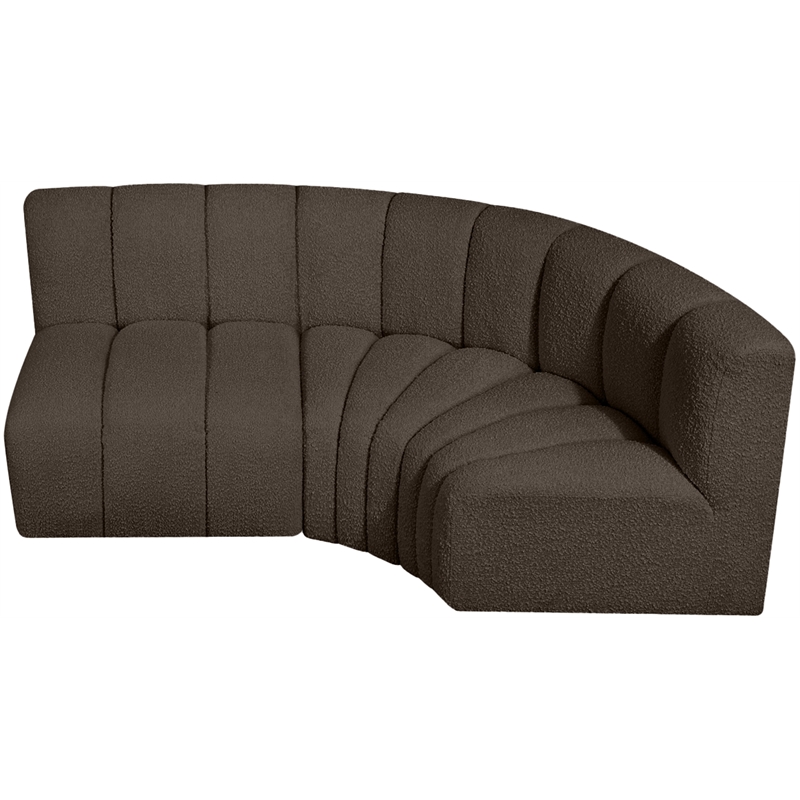 Bowery Hill Contemporary Brown Boucle Fabric Modular Sectional