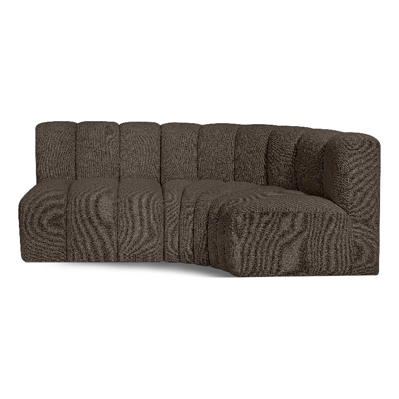 Bowery Hill Contemporary Brown Boucle Fabric Modular Sectional