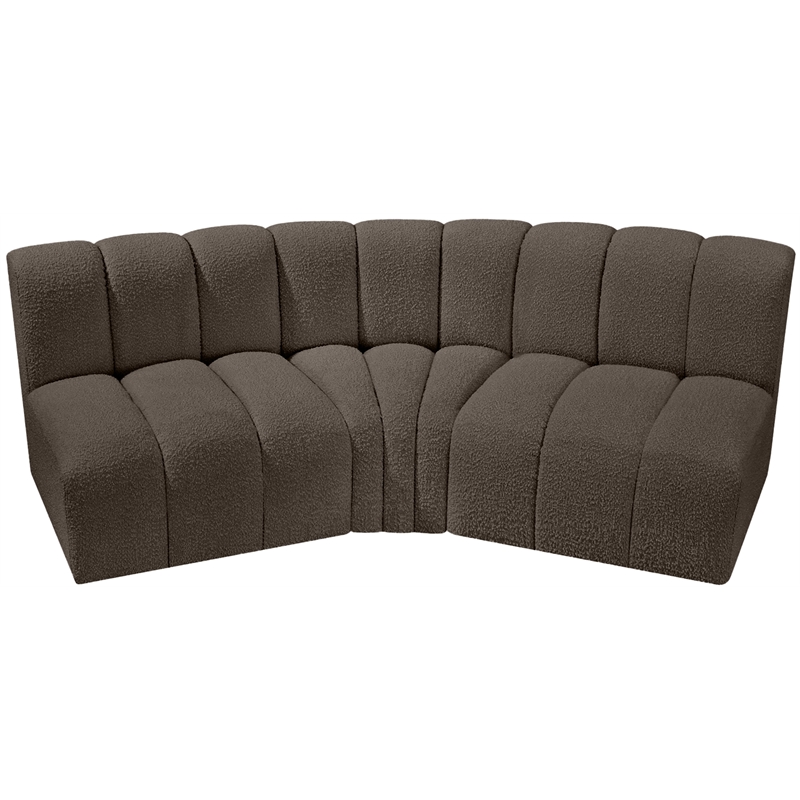 Bowery Hill Contemporary Brown Boucle Fabric Modular Sectional