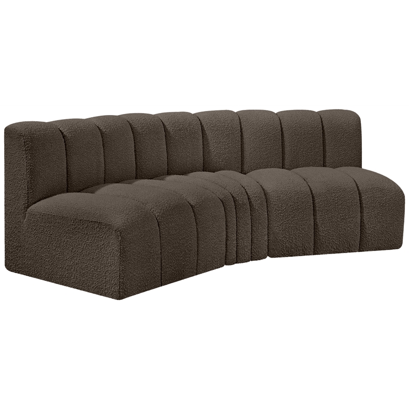 Bowery Hill Contemporary Brown Boucle Fabric Modular Sectional
