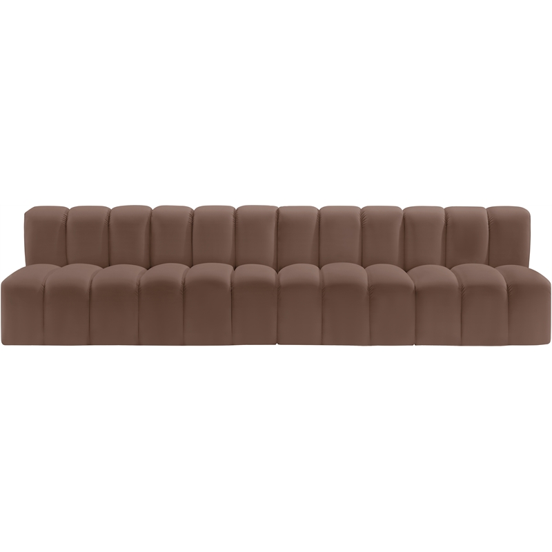 Bowery Hill Contemporary Brown Vegan Leather Modular Sectional