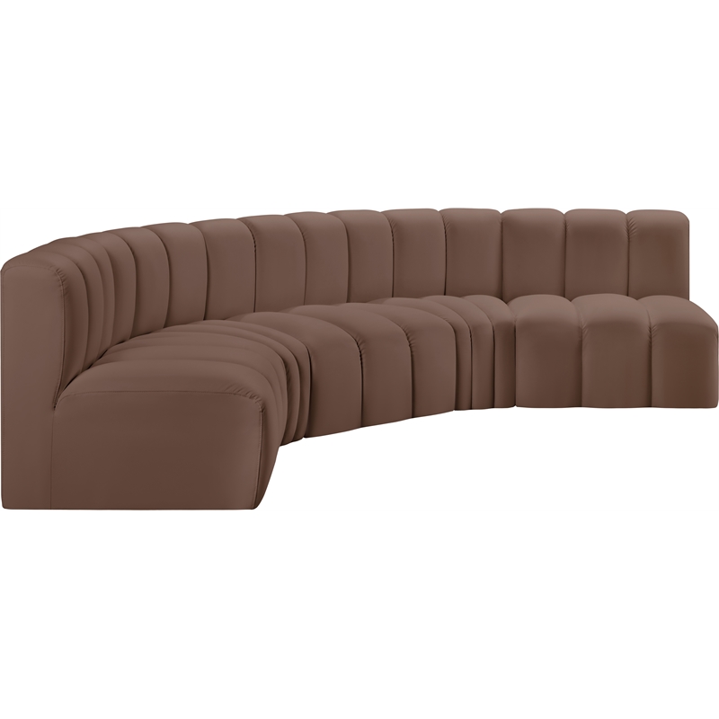 Bowery Hill Contemporary Brown Vegan Leather Modular Sectional