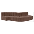 Bowery Hill Contemporary Brown Vegan Leather Modular Sectional