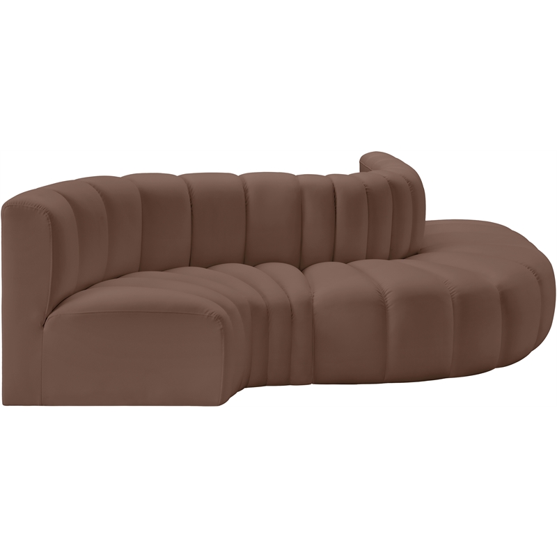 Bowery Hill Contemporary Brown Vegan Leather Modular Sectional