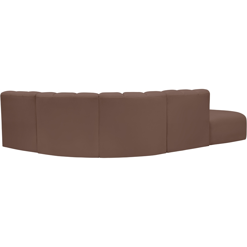 Bowery Hill Contemporary Brown Vegan Leather Modular Sectional
