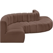 Bowery Hill Contemporary Brown Vegan Leather Modular Sectional
