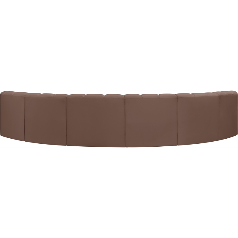 Bowery Hill Contemporary Brown Vegan Leather Modular Sectional