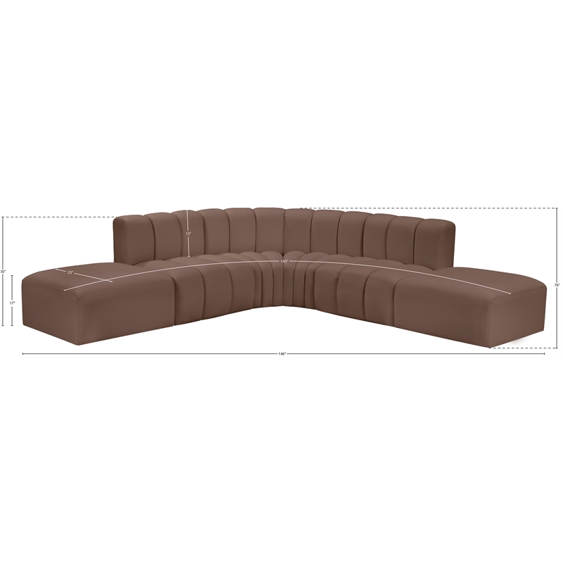 Bowery Hill Contemporary Brown Vegan Leather Modular Sectional