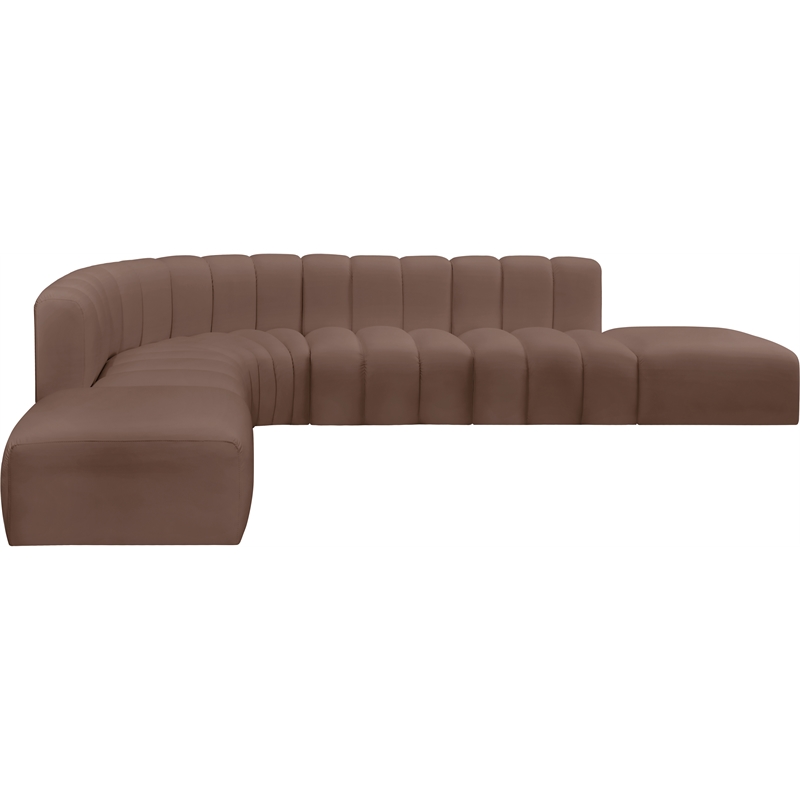 Bowery Hill Contemporary Brown Vegan Leather Modular Sectional