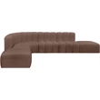 Bowery Hill Contemporary Brown Vegan Leather Modular Sectional