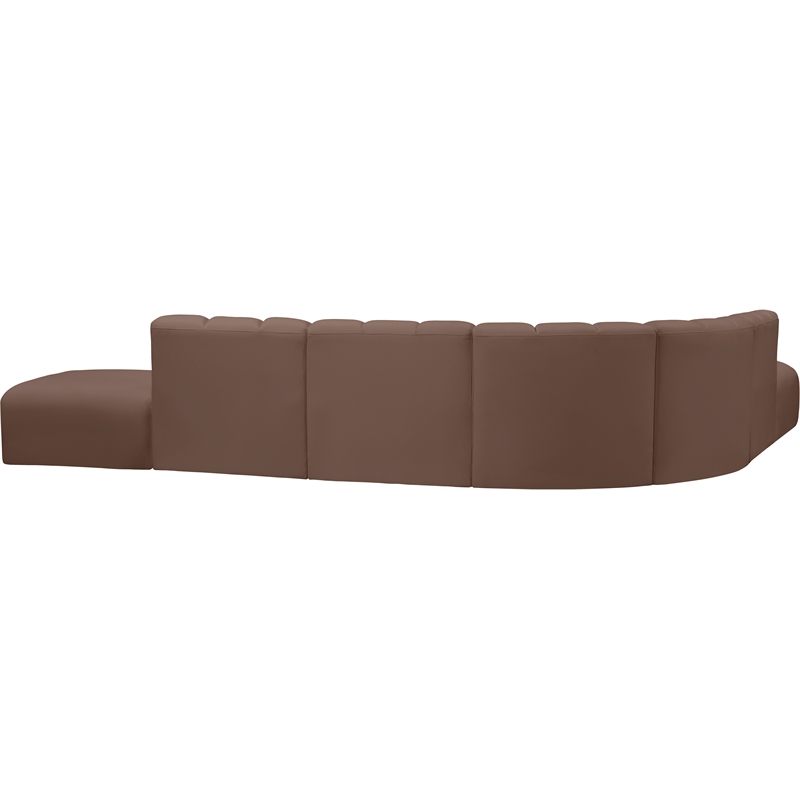 Bowery Hill Contemporary Brown Vegan Leather Modular Sectional