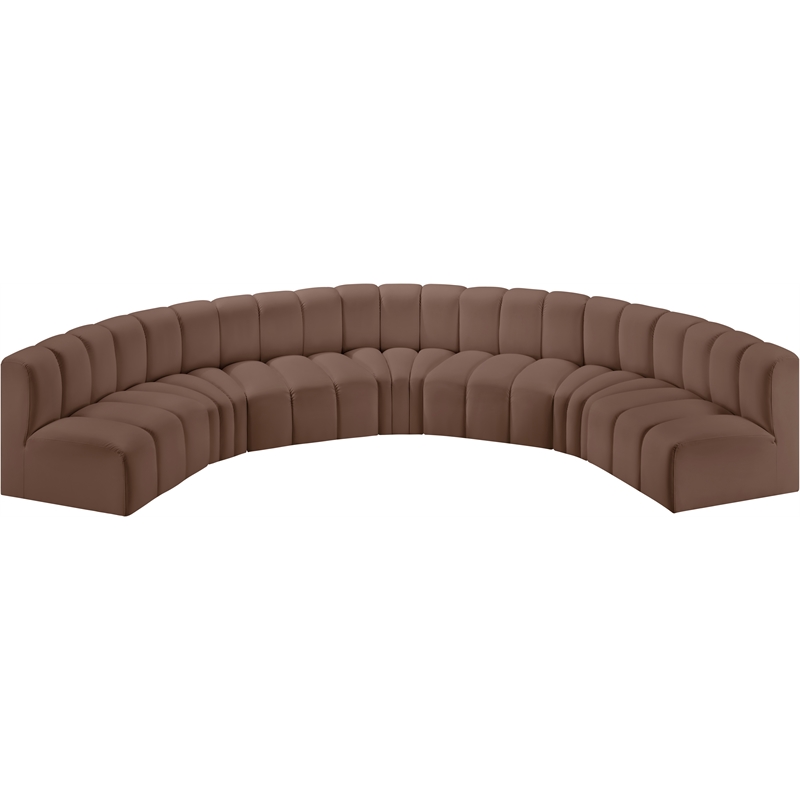 Bowery Hill Contemporary Brown Vegan Leather Modular Sectional