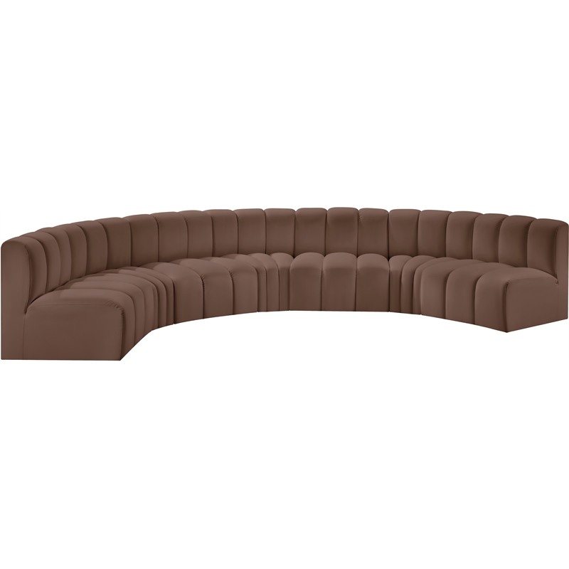 Bowery Hill Contemporary Brown Vegan Leather Modular Sectional