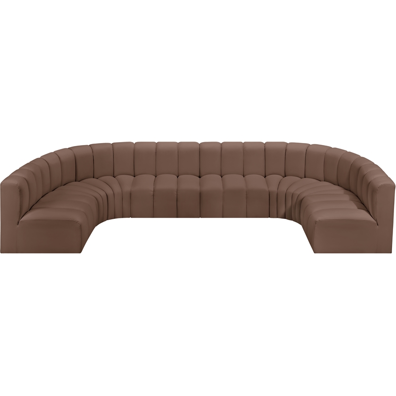 Bowery Hill Contemporary Brown Vegan Leather Modular Sectional