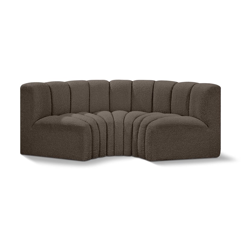 Bowery Hill Contemporary Brown Boucle Fabric Modular Sectional