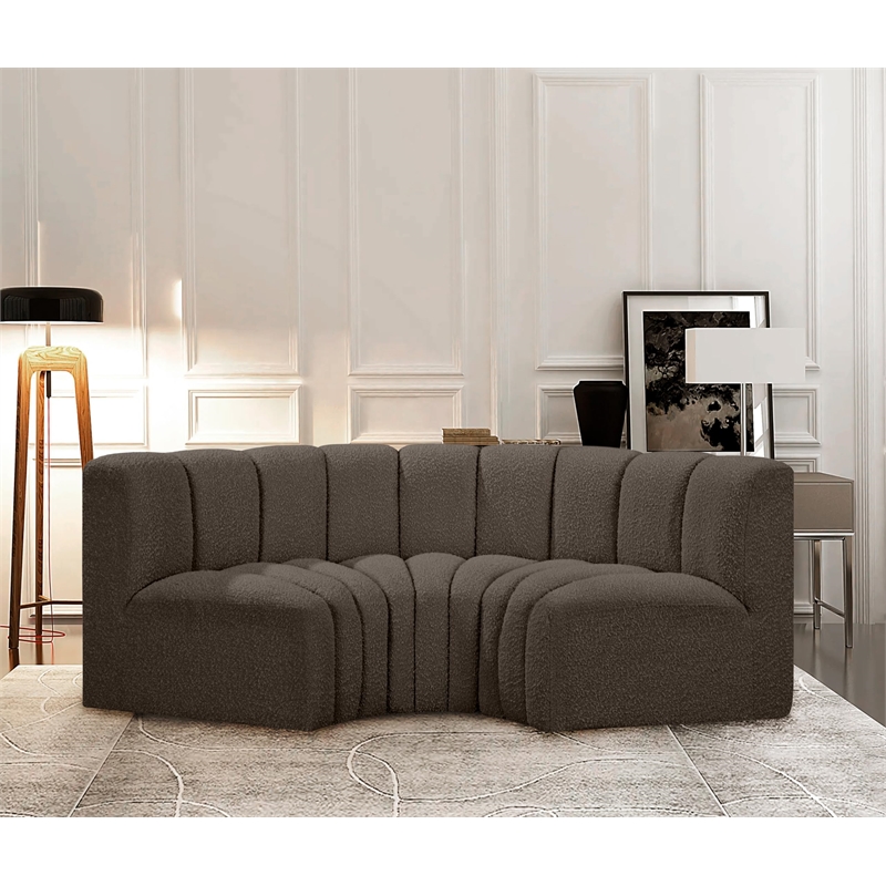 Bowery Hill Contemporary Brown Boucle Fabric Modular Sectional