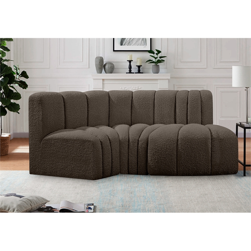 Bowery Hill Contemporary Brown Boucle Fabric Modular Sectional