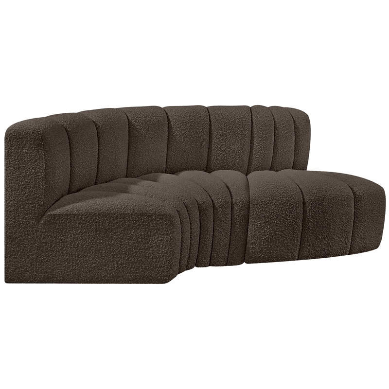 Bowery Hill Contemporary Brown Boucle Fabric Modular Sectional
