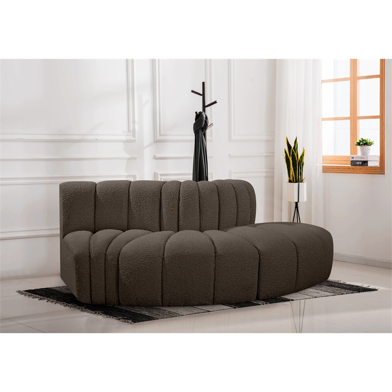Bowery Hill Contemporary Brown Boucle Fabric Modular Sectional