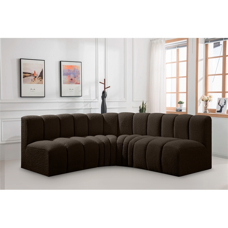 Bowery Hill Contemporary Brown Boucle Fabric Modular Sectional