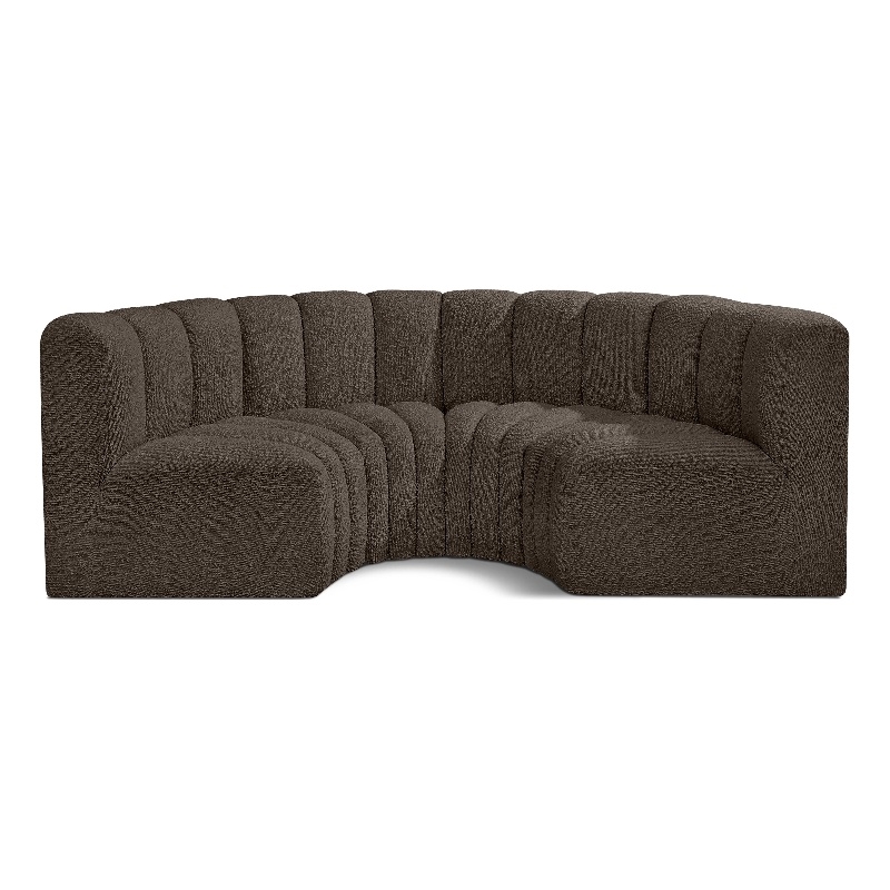 Bowery Hill Contemporary Brown Boucle Fabric Modular Sectional