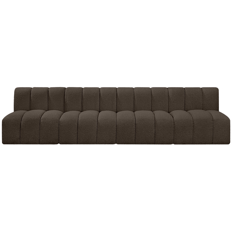 Bowery Hill Contemporary Brown Boucle Fabric Modular Sectional