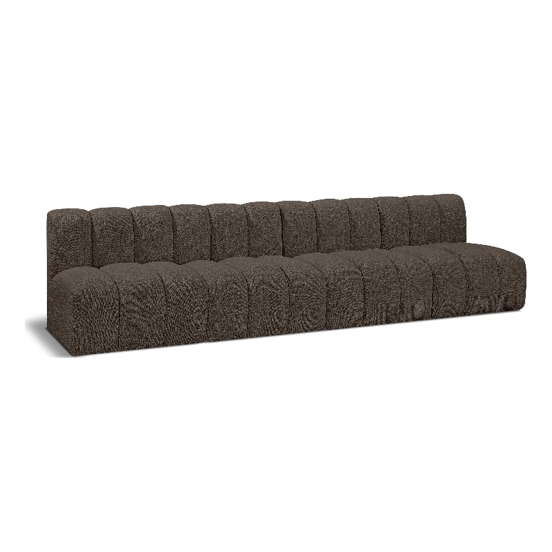 Bowery Hill Contemporary Brown Boucle Fabric Modular Sectional