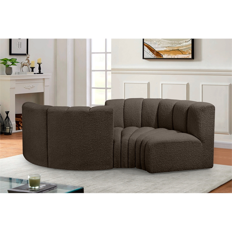 Bowery Hill Contemporary Brown Boucle Fabric Modular Sectional