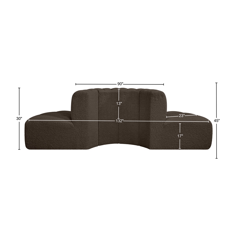 Bowery Hill Contemporary Brown Boucle Fabric Modular Sectional