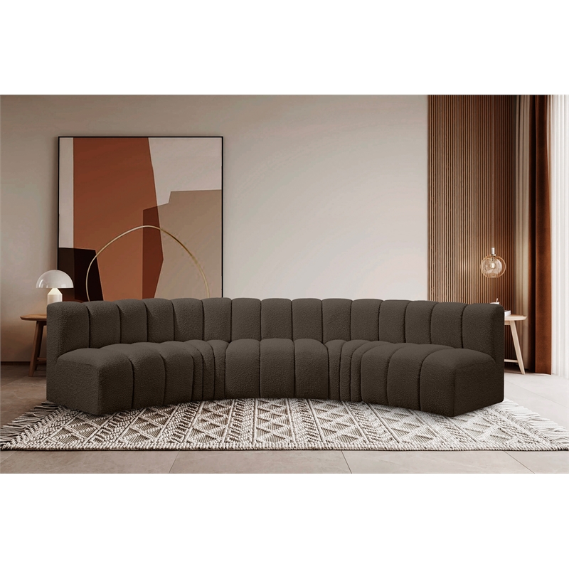 Bowery Hill Contemporary Brown Boucle Fabric Modular Sectional