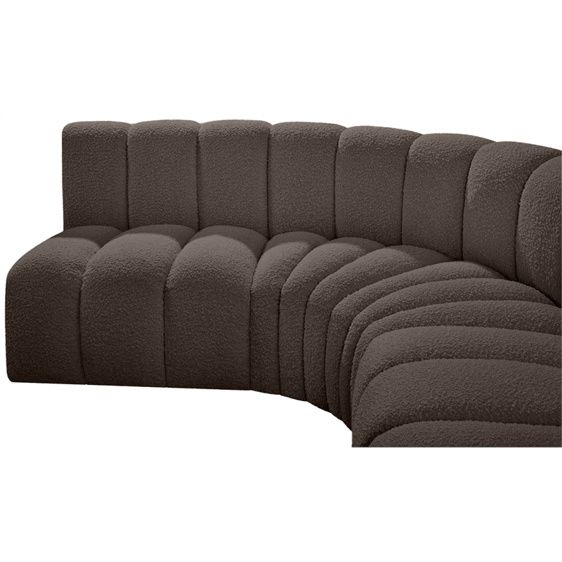 Bowery Hill Contemporary Brown Boucle Fabric Modular Sectional