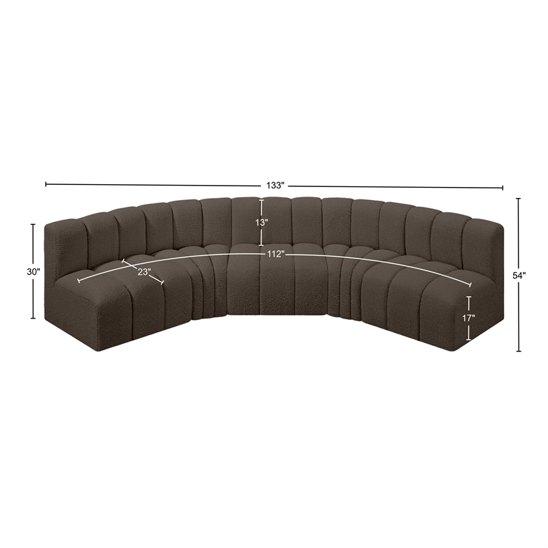 Bowery Hill Contemporary Brown Boucle Fabric Modular Sectional