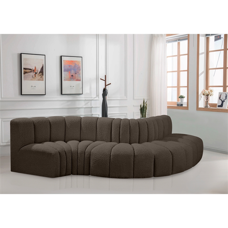 Bowery Hill Contemporary Brown Boucle Fabric Modular Sectional