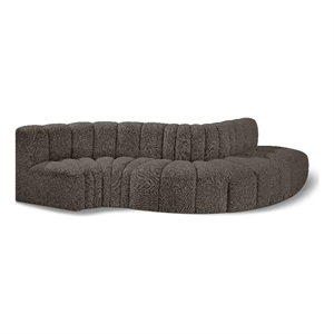 Bowery Hill Contemporary Brown Boucle Fabric Modular Sectional
