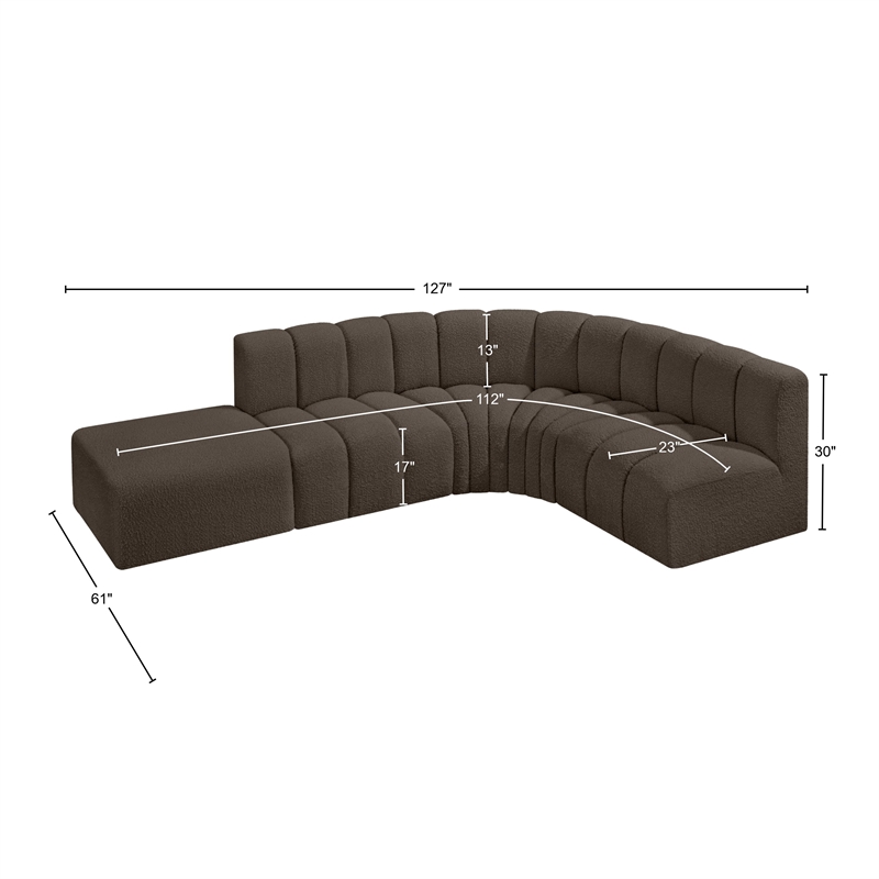 Bowery Hill Contemporary Brown Boucle Fabric Modular Sectional