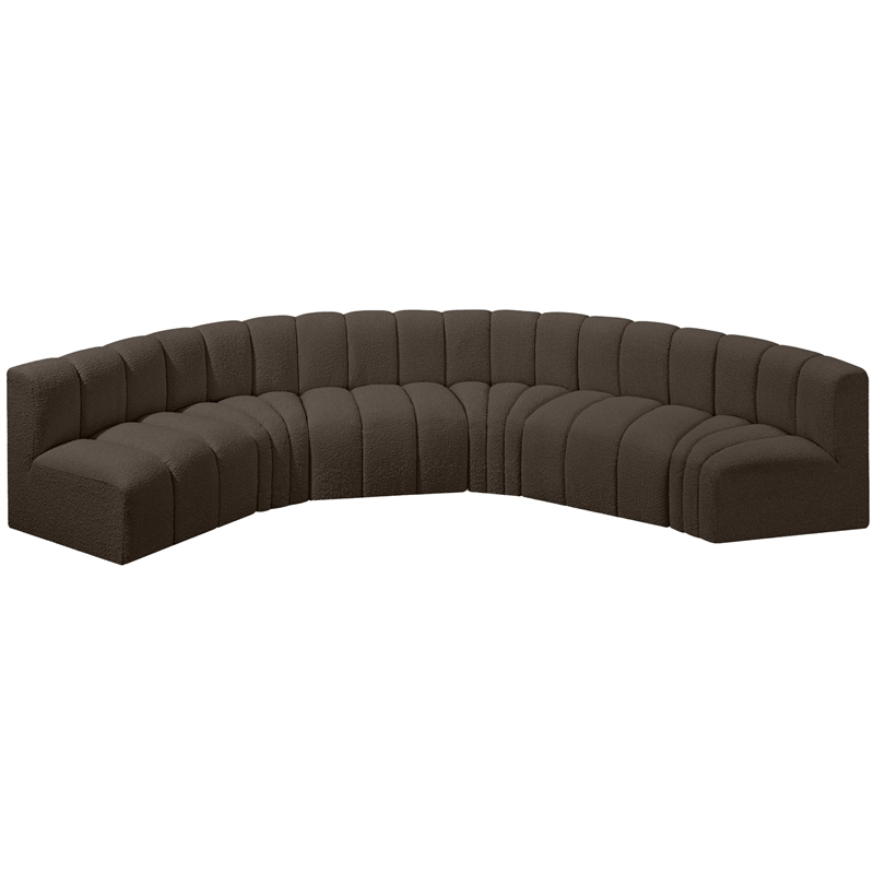 Bowery Hill Contemporary Brown Boucle Fabric Modular Sectional