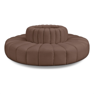 Bowery Hill Contemporary Brown Vegan Leather Modular Sectional