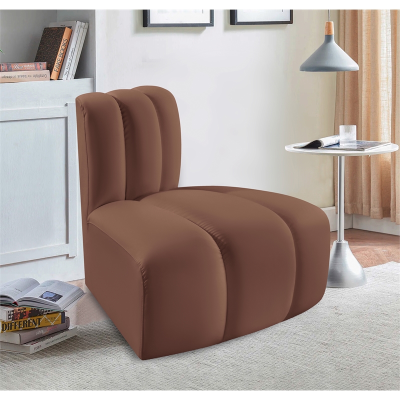 Bowery Hill Contemporary Cognac Vegan Leather Reverse Corner