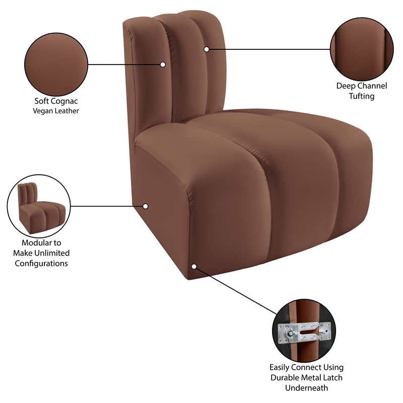 Bowery Hill Contemporary Cognac Vegan Leather Reverse Corner