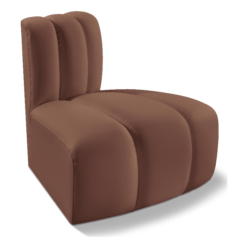 Bowery Hill Contemporary Cognac Vegan Leather Reverse Corner