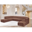 Bowery Hill Contemporary Cognac Vegan Leather Modular Sectional
