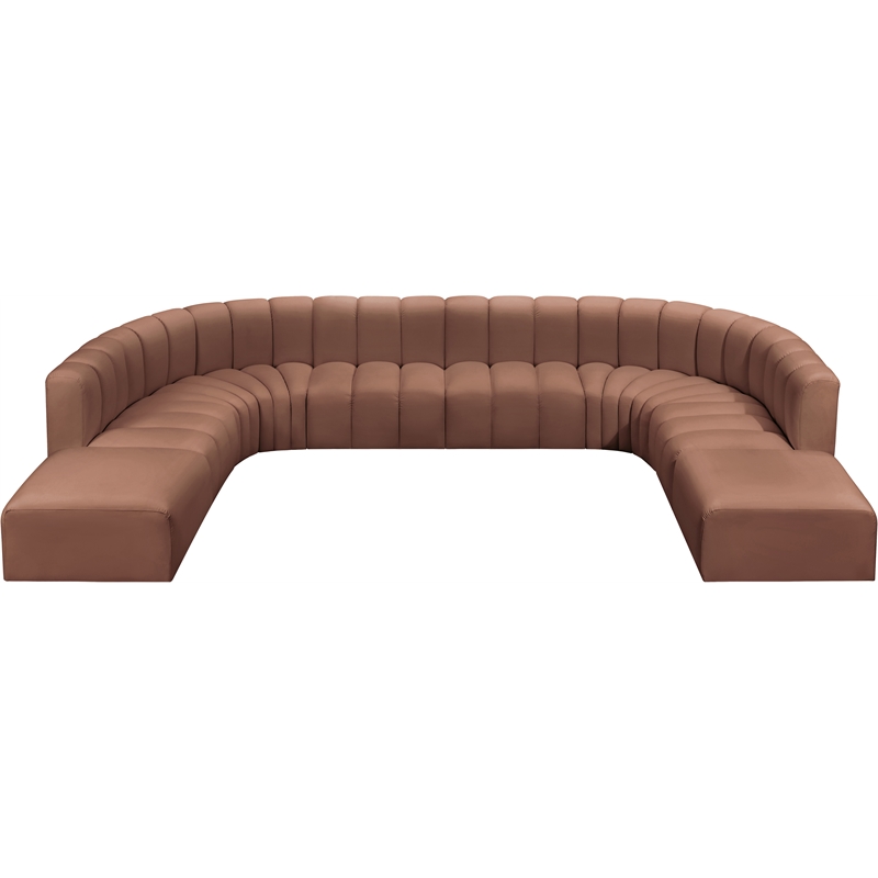 Bowery Hill Contemporary Cognac Vegan Leather Modular Sectional