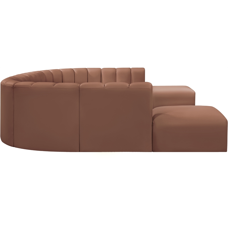 Bowery Hill Contemporary Cognac Vegan Leather Modular Sectional