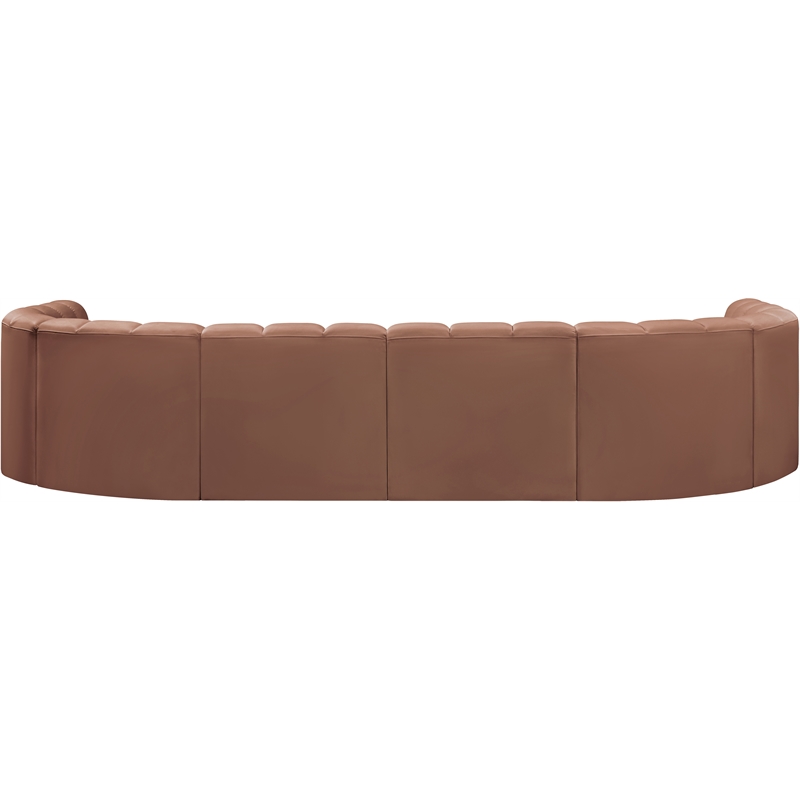 Bowery Hill Contemporary Cognac Vegan Leather Modular Sectional