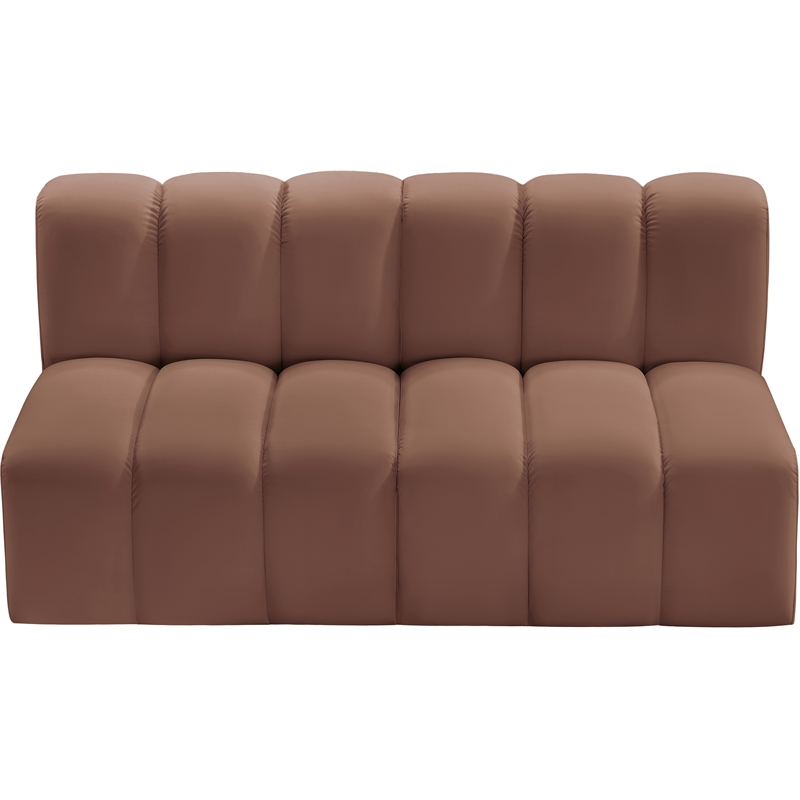 Bowery Hill Contemporary Cognac Vegan Leather Modular Sectional